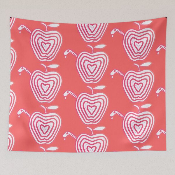 Item preview, Worm in Apple Lino RED designed and sold by Felldweller2.