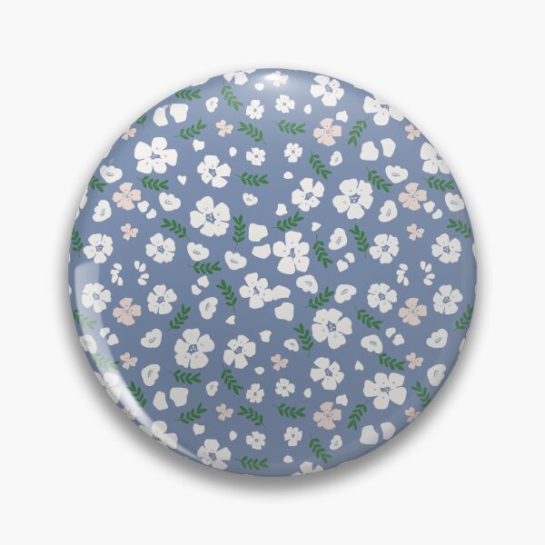 Item preview, “Seamless Floral Pattern – White & Pink Flowers on Blue Background” designed and sold by Daydreamstudio96.