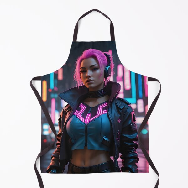 Item preview, Neon Night Hacker: Pink-Haired Cyberpunk Vixen in Dystopian City designed and sold by artmanikin.