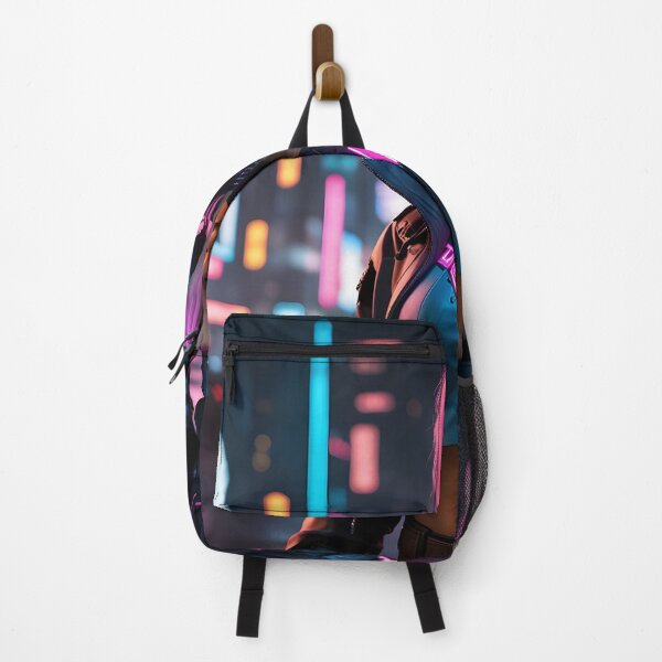 Item preview, Neon Night Hacker: Pink-Haired Cyberpunk Vixen in Dystopian City designed and sold by artmanikin.