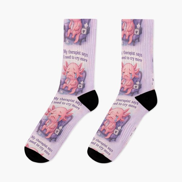 Item preview, My Therapist Says I Need to Cry More” Cute Crying Axolotl Shirt – Pastel Soft Girl Aesthetic for Sad Girls & Feelers designed and sold by ReyDeLaCalle.