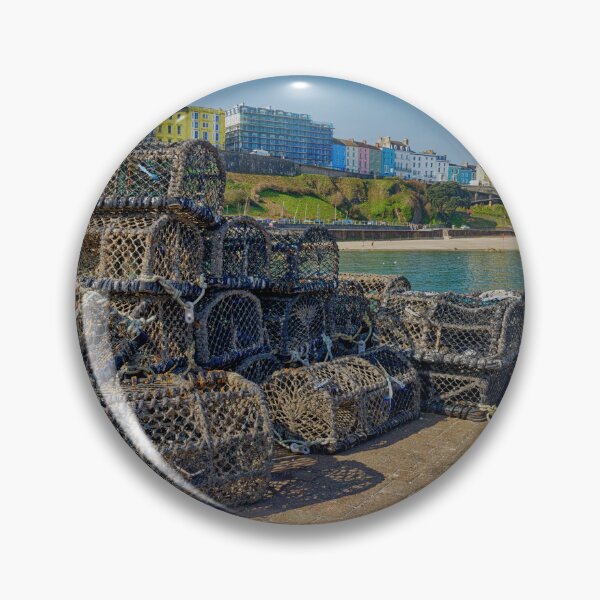 Item preview, Lobster Pots on the harbour wall at Tenby in Pembrokeshire UK designed and sold by John Gilham - Landscape Photography.