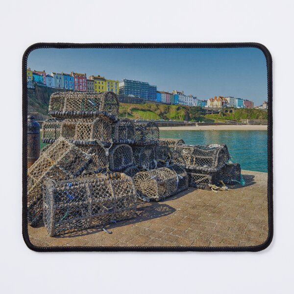 Item preview, Lobster Pots on the harbour wall at Tenby in Pembrokeshire UK designed and sold by John Gilham - Landscape Photography.