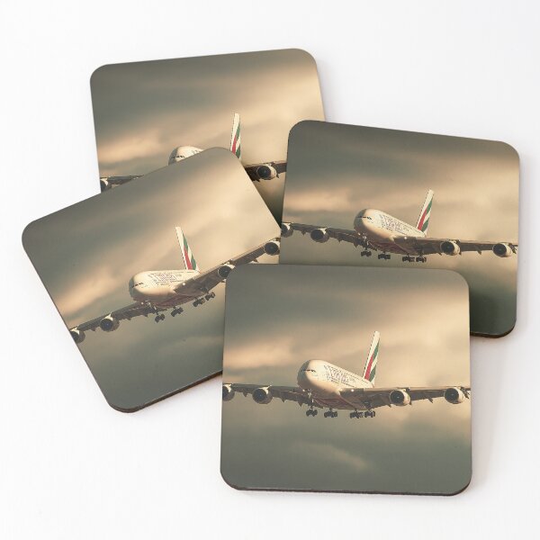 Item preview, Emirates A380 Passing Over Cityscape designed and sold by Skyframe Aviation.