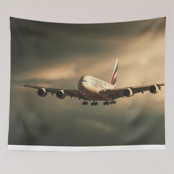 Item preview, Emirates A380 Passing Over Cityscape designed and sold by Skyframe Aviation.