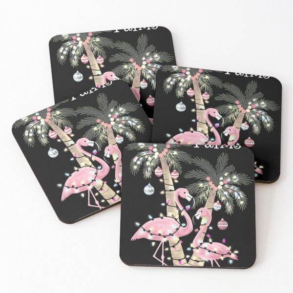 Item preview, Deck the Palms Tropical Christmas Flamingos & Lit Palm Trees designed and sold by teneshaholde.