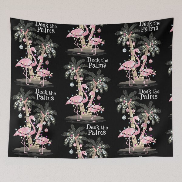 Item preview, Deck the Palms Tropical Christmas Flamingos & Lit Palm Trees designed and sold by teneshaholde.