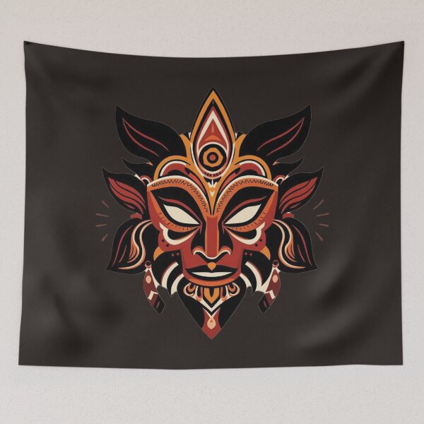 Item preview, Devil Mask Vibrant Folk Art Design designed and sold by ColorNest99.