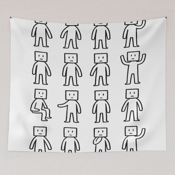 Item preview, Square Head People – Minimalist Line Art Drawing designed and sold by AmetistLight.
