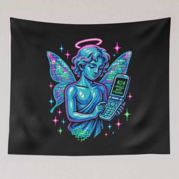 Item preview, Glitch Angel 404 – Neon Y2K Pixel Chrome designed and sold by AwesomeBeyondLimits.