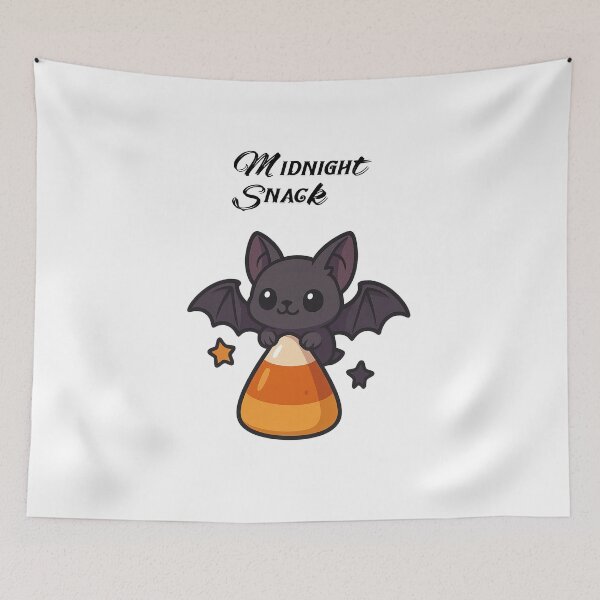Item preview, Cute Bat with Candy Corn – Kawaii Halloween Illustration designed and sold by Apple-Design369.