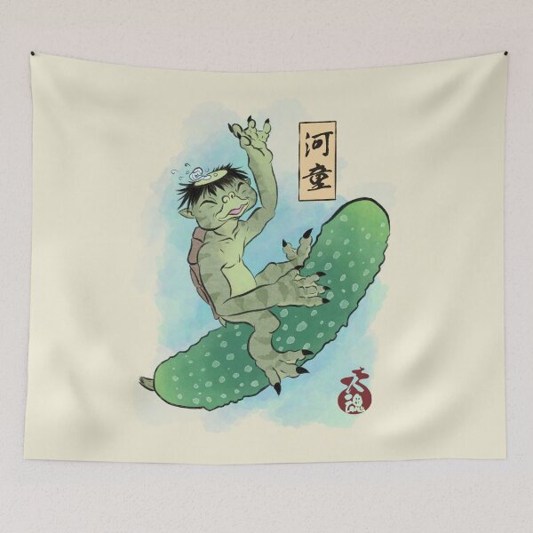 Item preview, Kappa riding a cucumber designed and sold by FuegoFatuoArt.