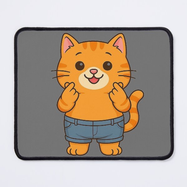 Item preview, Cute Chubby Orange Cat in Jeans – Kawaii Cartoon Illustration designed and sold by E-SarnEdge.