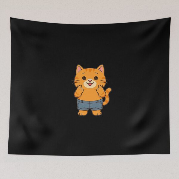 Item preview, Cute Chubby Orange Cat in Jeans – Kawaii Cartoon Illustration designed and sold by E-SarnEdge.