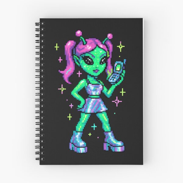 Item preview, Y2K Alien Girl – Neon Chrome Pixel Art Aesthetic designed and sold by AwesomeBeyondLimits.