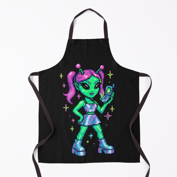 Item preview, Y2K Alien Girl – Neon Chrome Pixel Art Aesthetic designed and sold by AwesomeBeyondLimits.