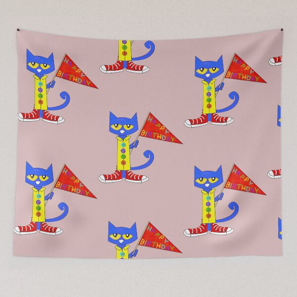 Item preview, Happy Birthday Blue Cat Celebration Flag Design designed and sold by kotykmarket.