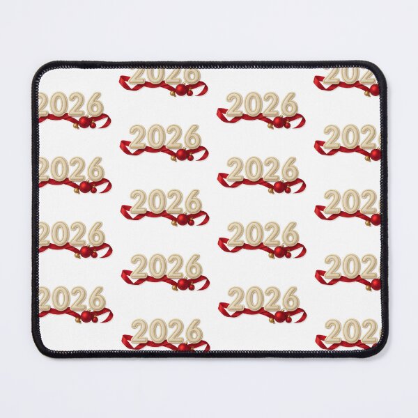 Item preview, New year 2026 with red ribbon and ornaments on transparent background, AI Generated designed and sold by dvoevnore.