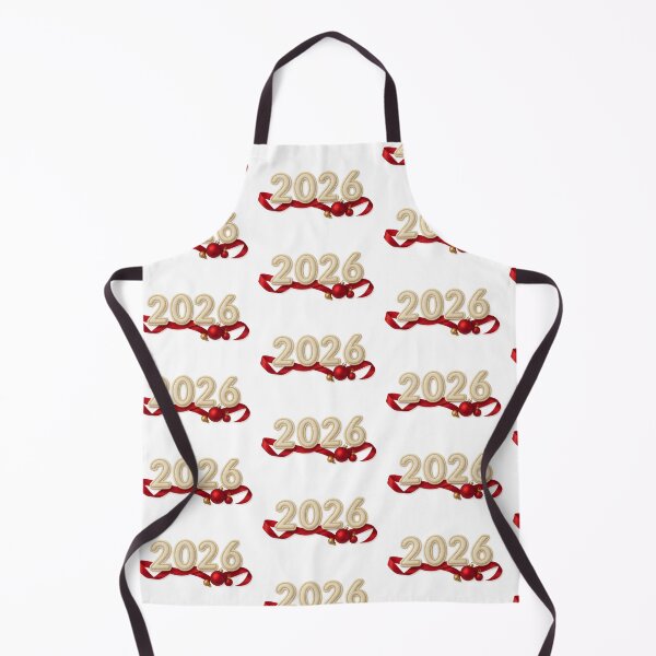 Item preview, New year 2026 with red ribbon and ornaments on transparent background, AI Generated designed and sold by dvoevnore.