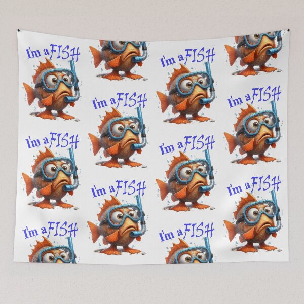 Item preview, Funny cartoon fish, whimiscal fantasy designed and sold by LoneAngel.