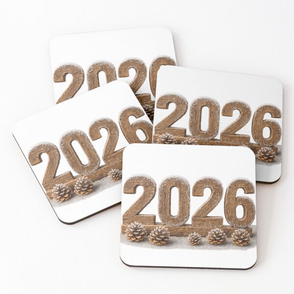 Item preview, New year wooden numbers with pine cones on snow, isolated png transparent, AI Generated designed and sold by dvoevnore.