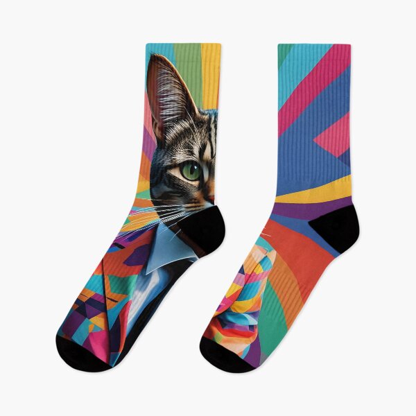Item preview, Vibrant Cat in Geometric Suit – Surreal Pop Art Portrait designed and sold by artmanikin.