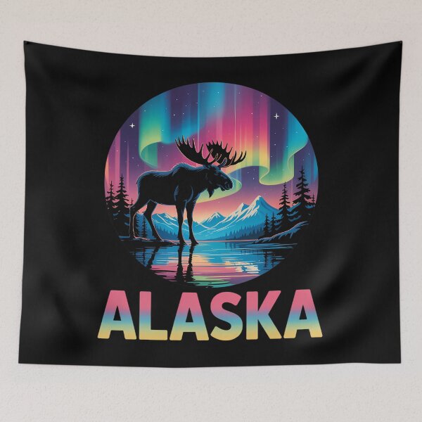 Item preview, Alaska Northern Lights Aurora Viewing Alaska Vacation Moose designed and sold by Sunset4Bones.