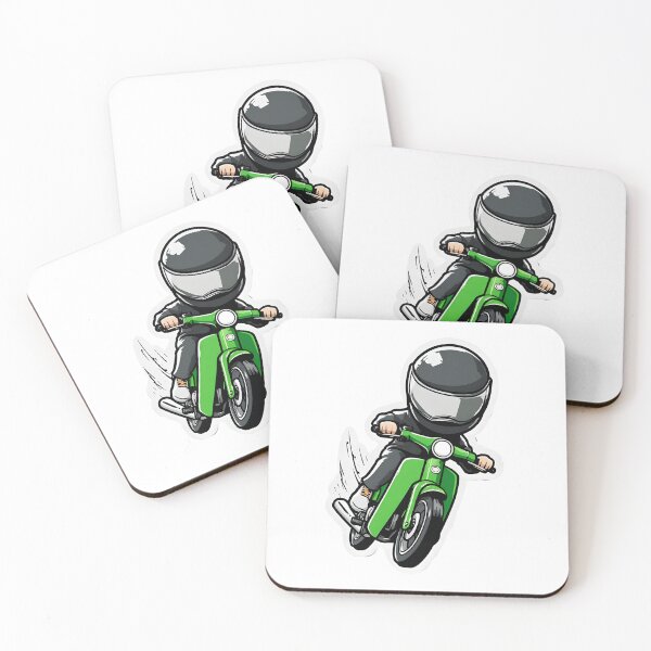 Artikelvorschau, Cooler Fahrer auf grünem Roller Sticker entworfen und verkauft von BubbleDream Art .