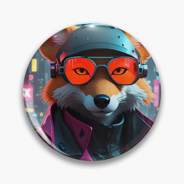 Item preview, Cyberpunk Fox – Futuristic Neon Animal Portrait in Sci-Fi City designed and sold by artmanikin.