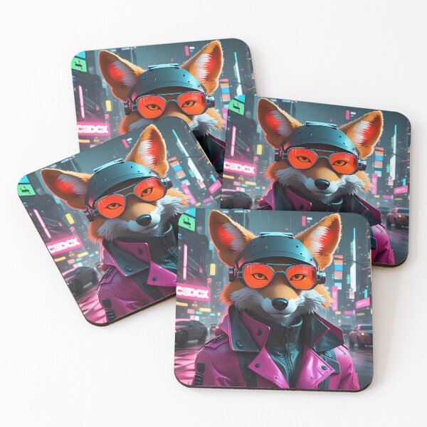 Item preview, Cyberpunk Fox – Futuristic Neon Animal Portrait in Sci-Fi City designed and sold by artmanikin.