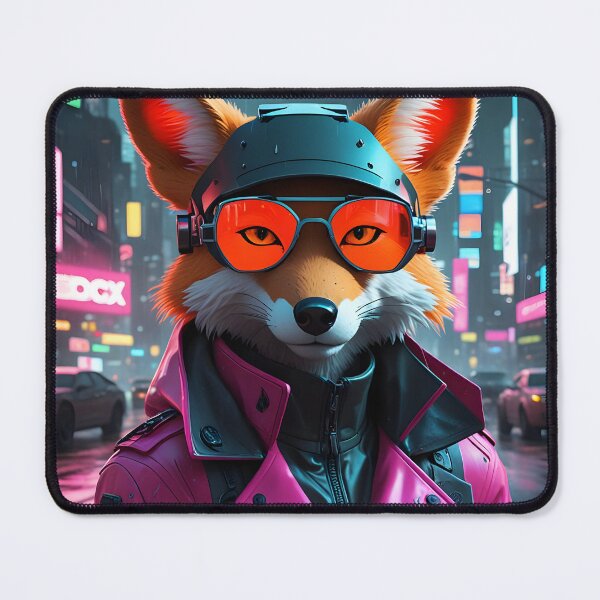 Item preview, Cyberpunk Fox – Futuristic Neon Animal Portrait in Sci-Fi City designed and sold by artmanikin.