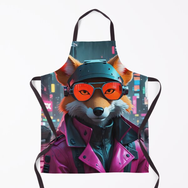 Item preview, Cyberpunk Fox – Futuristic Neon Animal Portrait in Sci-Fi City designed and sold by artmanikin.