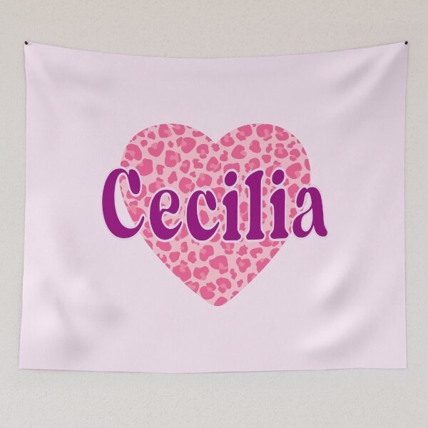 Item preview, Cecilia Name Pink Leopard Heart  designed and sold by Jeallan Designs.