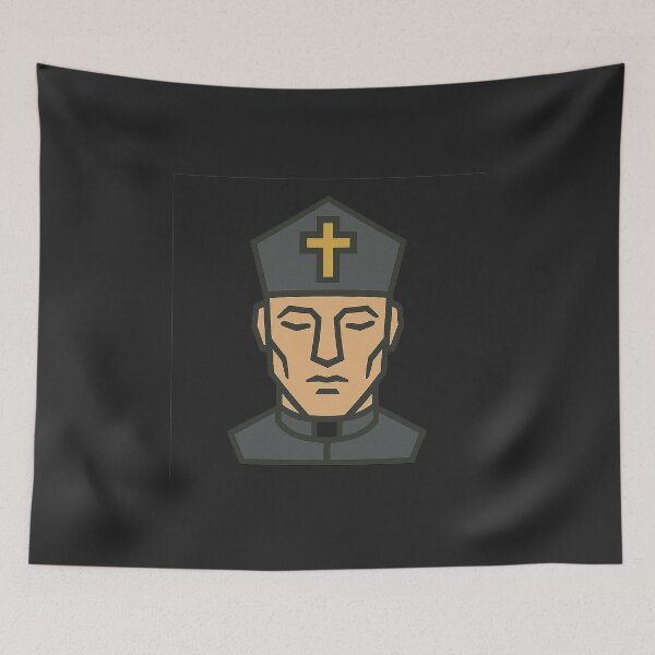 Item preview, Low-Poly Geometric Priest Head – Symmetrical Clergy Design designed and sold by Bratak.