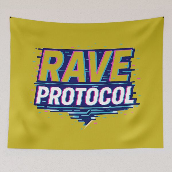 Item preview, Rave Protocol Futuristic Neon Glitch Cyberpunk designed and sold by ArtComixHaven.