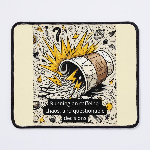 Item preview, Running on Caffeine Chaos and Questionable Decisions – Funny Coffee Quote designed and sold by PluralAF.
