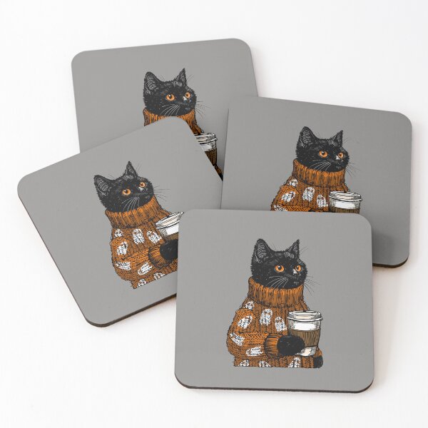 Item preview, October Morning Coffee Cat designed and sold by KilkennyCat Art.