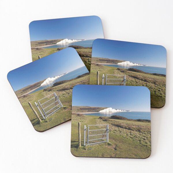 Item preview, A gate leads to the Seven Sisters White cliffs at Cuckmere Haven in East Sussex England UK designed and sold by John Gilham - Landscape Photography.