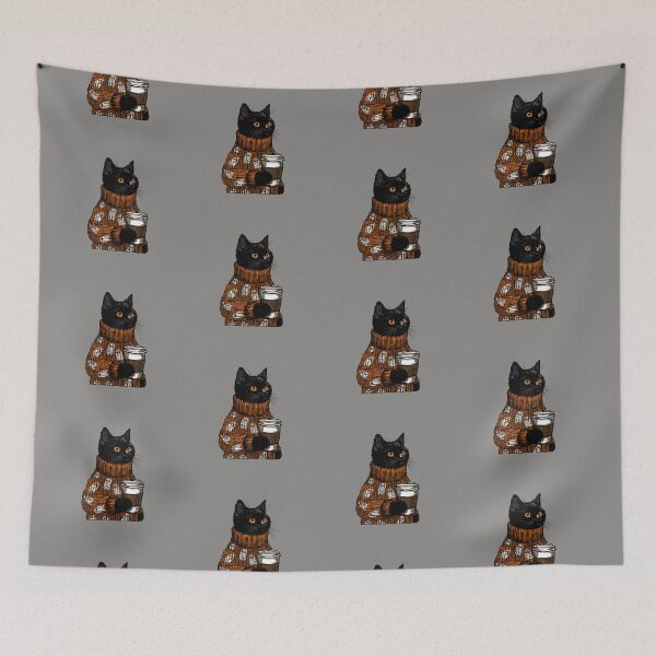Item preview, October Morning Coffee Cat designed and sold by KilkennyCat Art.