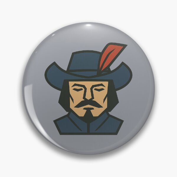 Item preview, Low-Poly Geometric Musketeer Head – Symmetrical Swashbuckler Design designed and sold by Bratak.