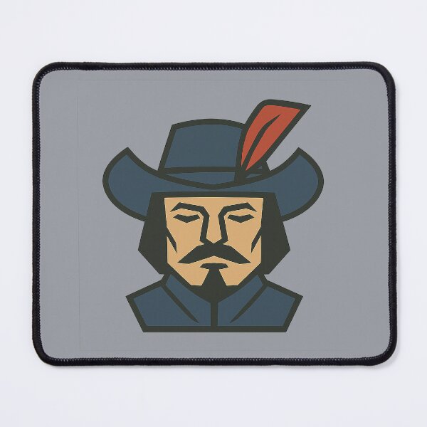 Item preview, Low-Poly Geometric Musketeer Head – Symmetrical Swashbuckler Design designed and sold by Bratak.