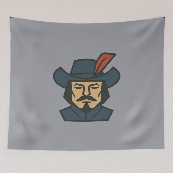 Item preview, Low-Poly Geometric Musketeer Head – Symmetrical Swashbuckler Design designed and sold by Bratak.
