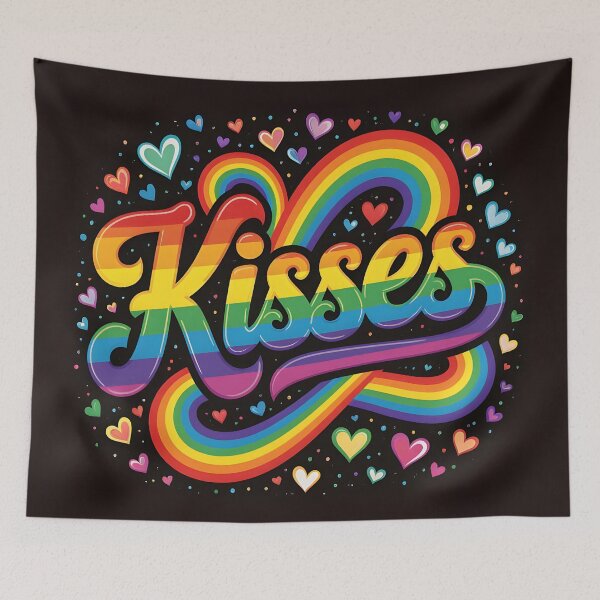 Item preview, 'Kisses' in Rainbow Flag Gay Pride Colors  designed and sold by Warriorgal.