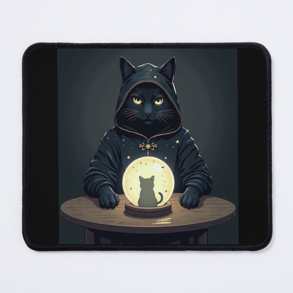Item preview, Black fortune teller cat with crystal ball, a mysterious and intriguing image designed and sold by catlovers2025.