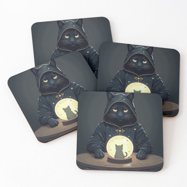 Item preview, Black fortune teller cat with crystal ball, a mysterious and intriguing image designed and sold by catlovers2025.