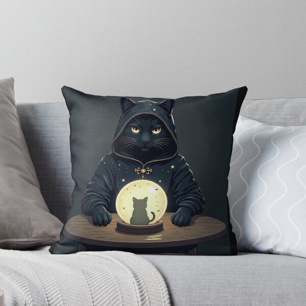 Item preview, Black fortune teller cat with crystal ball, a mysterious and intriguing image designed and sold by catlovers2025.