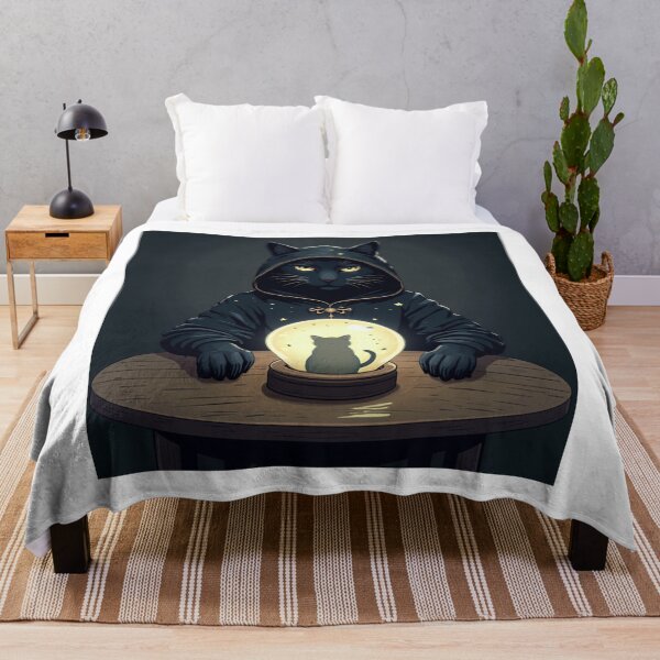 Item preview, Black fortune teller cat with crystal ball, a mysterious and intriguing image designed and sold by catlovers2025.