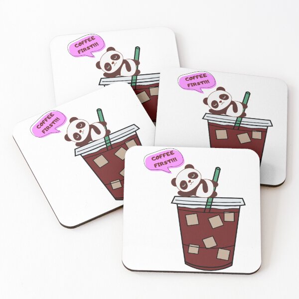 Item preview, Coffee First Panda – Cute Iced Coffee Lover Design designed and sold by MiraDesignCo.