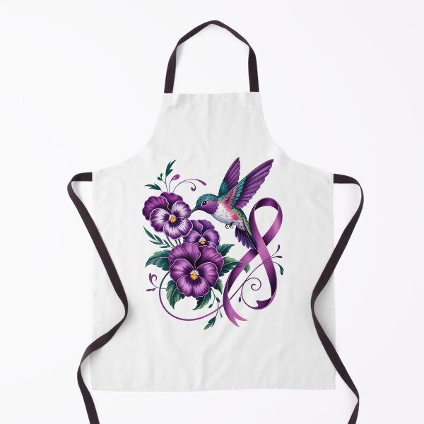 Item preview, Hummingbird Holding Purple Ribbon Alzheimer Awareness designed and sold by Sunset4Bones.