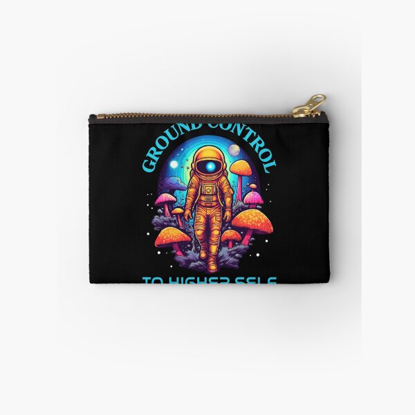 Item preview, Ground Control to Higher Self Spiritual Astronaut with Neon Mushrooms designed and sold by VisualAwakeningArt.